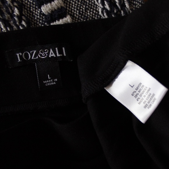 Roz & Ali Vintage Style Swing Midi Skirt Large Preowned Black - Picture 5 of 5